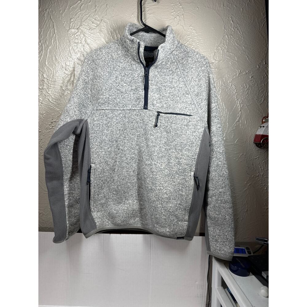 J. Crew Nordic Gray Sweatshirt Pullover Mock Neck Zip Closure Pockets Mens Small